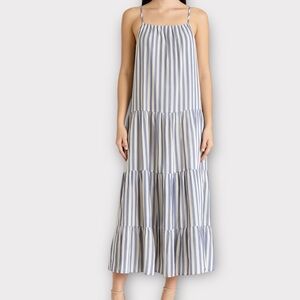 HL Affair Women’s Dress Medium Midi Tiered Graphic Stripe Swingy Flowy Beach NWT